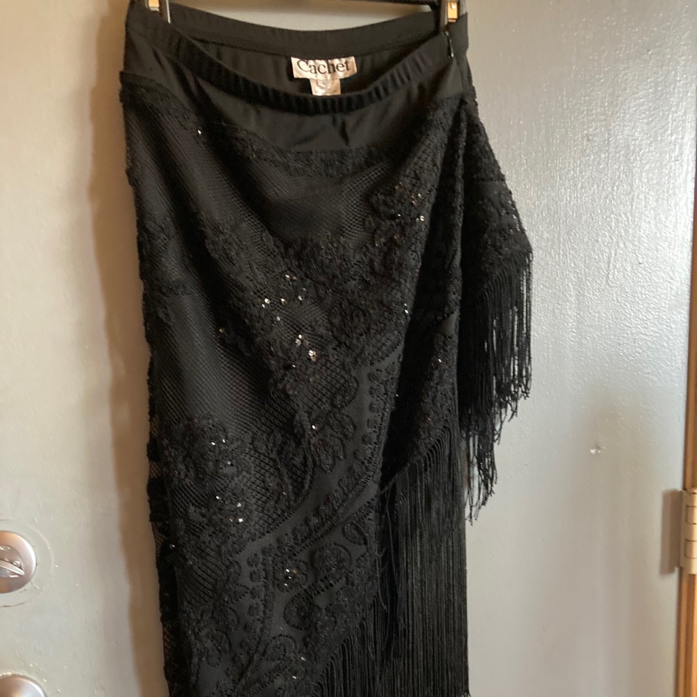 Black Laced Tapered Skirt